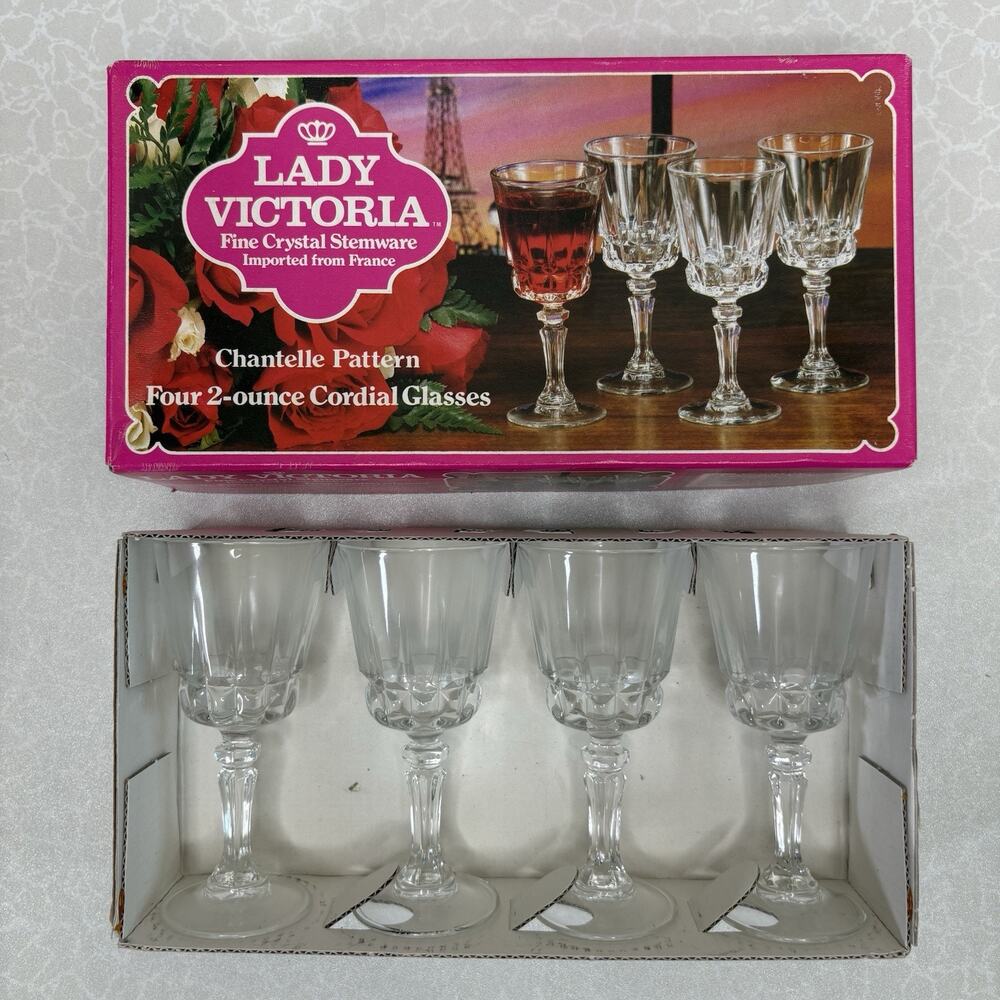 Lady Victoria Fine Crystal Stemware Tumbler Champagne Wine Cordial Glass France
